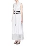 Front View - Click To Enlarge - ALEXANDER WANG - Floral lace stripe rib knit satin vest