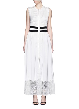 Main View - Click To Enlarge - ALEXANDER WANG - Floral lace stripe rib knit satin vest