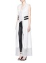 Figure View - Click To Enlarge - ALEXANDER WANG - Floral lace stripe rib knit satin vest