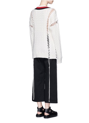 Back View - Click To Enlarge - ALEXANDER WANG - Flightsuit lacing cricket cable sweater