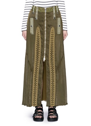 Main View - Click To Enlarge - ALEXANDER WANG - Flightsuit lacing cotton-silk skirt