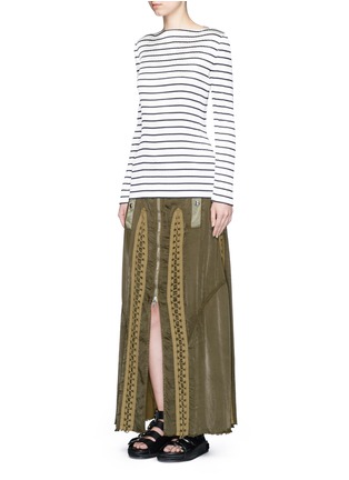 Figure View - Click To Enlarge - ALEXANDER WANG - Flightsuit lacing cotton-silk skirt