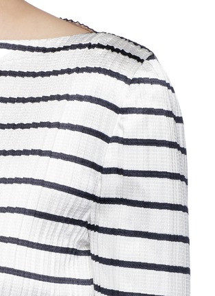 Detail View - Click To Enlarge - ALEXANDER WANG - Sailor stripe plissé pleat satin top