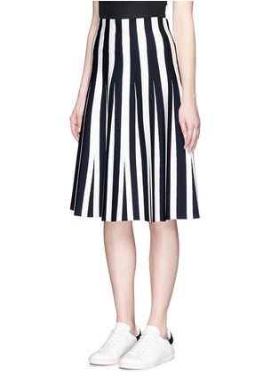 Front View - Click To Enlarge - ALEXANDER WANG - Stripe ponte knit flare skirt