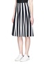 Front View - Click To Enlarge - ALEXANDER WANG - Stripe ponte knit flare skirt