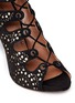 Detail View - Click To Enlarge - ALAÏA - Geometric lasercut leather lace-up sandals