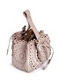 Detail View - Click To Enlarge - ALAÏA - 'Vienne' mini floral stud appliqué patent leather bucket bag