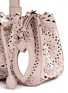 Detail View - Click To Enlarge - ALAÏA - 'Vienne' mini floral stud appliqué patent leather bucket bag