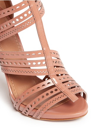Detail View - Click To Enlarge - ALAÏA - Geometric lasercut caged leather sandals