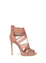 Main View - Click To Enlarge - ALAÏA - Geometric lasercut caged leather sandals