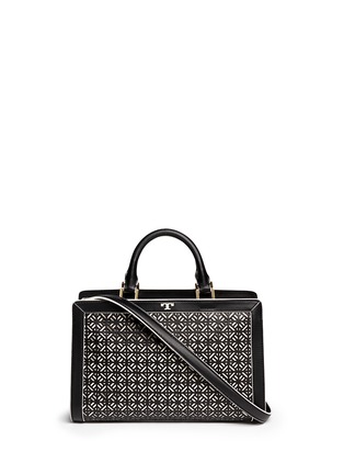 Main View - Click To Enlarge - TORY BURCH - 'Fret-T' cutout leather satchel