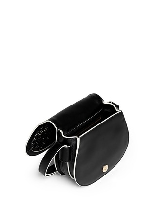 Detail View - Click To Enlarge - TORY BURCH - 'Fret-T' cutout leather saddle bag