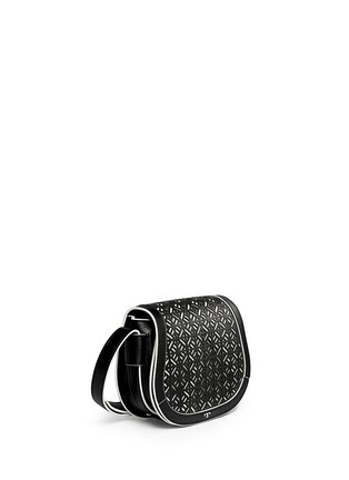 Front View - Click To Enlarge - TORY BURCH - 'Fret-T' cutout leather saddle bag