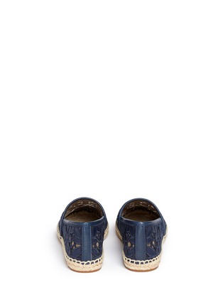 Back View - Click To Enlarge - TORY BURCH - 'Rhea' embroidered leather espadrille slip-ons
