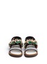 Front View - Click To Enlarge - MARNI - Floral embellished glitter fussbett sandals