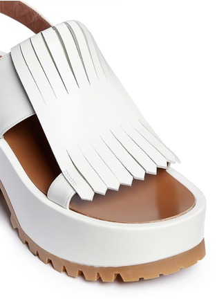 Detail View - Click To Enlarge - MARNI - 'Zeppa' kiltie flap leather platform wedge sandals