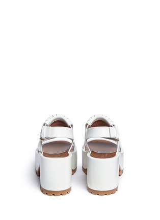 Back View - Click To Enlarge - MARNI - 'Zeppa' kiltie flap leather platform wedge sandals