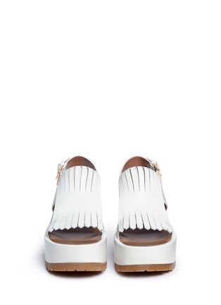 Front View - Click To Enlarge - MARNI - 'Zeppa' kiltie flap leather platform wedge sandals