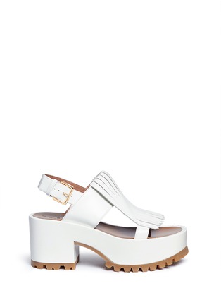 Main View - Click To Enlarge - MARNI - 'Zeppa' kiltie flap leather platform wedge sandals