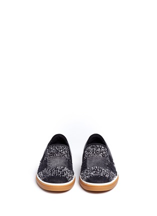 Front View - Click To Enlarge - JIMMY CHOO - 'Grove' check frayed denim skate slip-ons