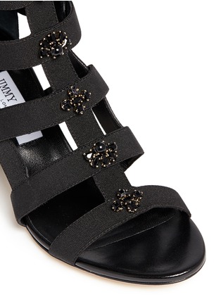 Detail View - Click To Enlarge - JIMMY CHOO - 'Myriad 65' jewelled elastic gladiator sandals