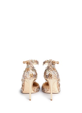 Back View - Click To Enlarge - JIMMY CHOO - 'Lorelai' leather flower glitter d'Orsay pumps