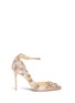Main View - Click To Enlarge - JIMMY CHOO - 'Lorelai' leather flower glitter d'Orsay pumps