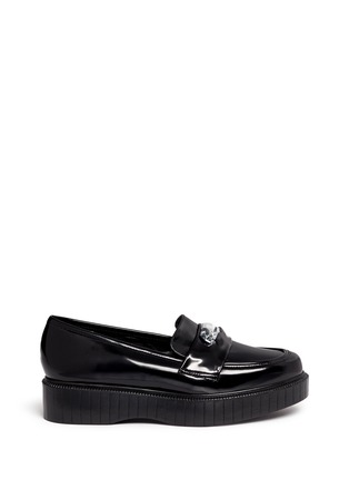Main View - Click To Enlarge - CLERGERIE - 'Peyruk' jewel leather platform penny loafers