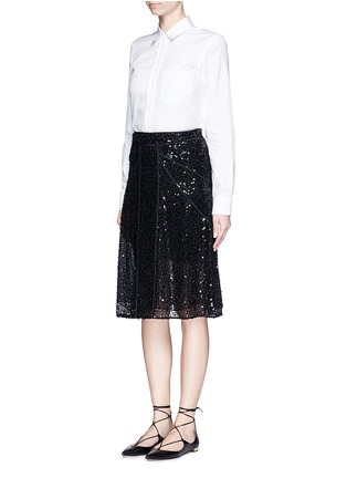 Figure View - Click To Enlarge - VICTORIA BECKHAM - Sequin appliqué panelled mesh skirt