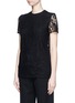 Front View - Click To Enlarge - VICTORIA BECKHAM - Corded floral lace T-shirt