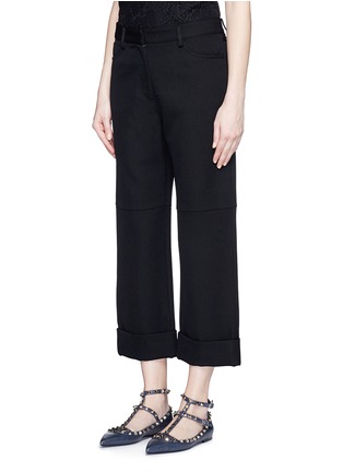 Front View - Click To Enlarge - VICTORIA BECKHAM - Wide leg wool cropped boyfriend pants