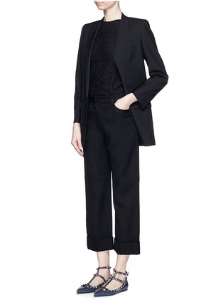 Figure View - Click To Enlarge - VICTORIA BECKHAM - Wide leg wool cropped boyfriend pants