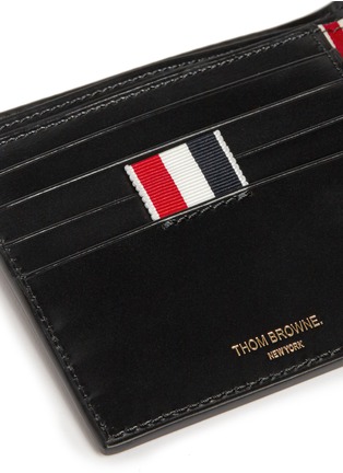 Detail View - Click To Enlarge - THOM BROWNE  - Grosgrain loop leather bifold wallet