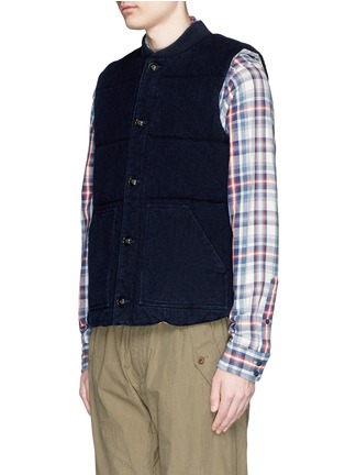 Front View - Click To Enlarge - ALEX MILL - Rib collar cotton dobby hopsack puffer vest