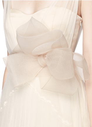 Detail View - Click To Enlarge - DELPOZO - Made-to-Order<br/><br/>Sweetheart neck flower brooch silk tulle bridal gown