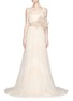 Main View - Click To Enlarge - DELPOZO - Made-to-Order<br/><br/>Sweetheart neck flower brooch silk tulle bridal gown