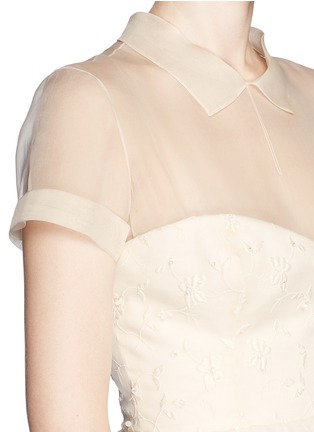 Detail View - Click To Enlarge - DELPOZO - Made-to-Order<br/><br/>Flower embroidery Swiss organdy collar bridal gown