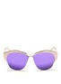 Main View - Click To Enlarge - DIOR - 'Mirrored' contrast metal angled cat eye sunglasses