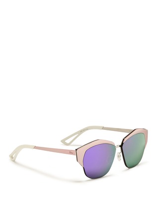 Figure View - Click To Enlarge - DIOR - 'Mirrored' contrast metal angled cat eye sunglasses