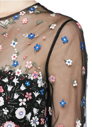 Detail View - Click To Enlarge - VALENTINO GARAVANI - 'Primavera' floral embroidery tulle tier gown