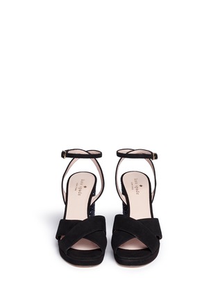 Figure View - Click To Enlarge - KATE SPADE - 'Honey' glitter block heel suede sandals