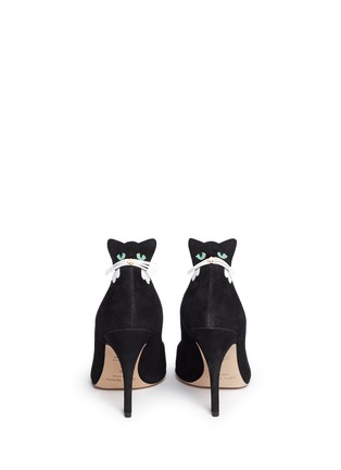 Back View - Click To Enlarge - KATE SPADE - 'Logan' cat flap suede pumps