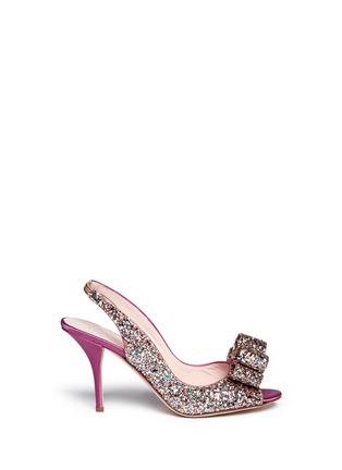 Main View - Click To Enlarge - KATE SPADE - 'Charm' bow glitter slingback sandals