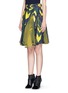 Front View - Click To Enlarge - SACAI - Chiffon panel geometric print cotton blend skirt