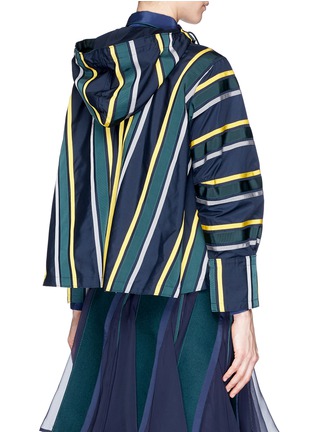 Back View - Click To Enlarge - SACAI - Grosgrain ribbon stripe hoodie