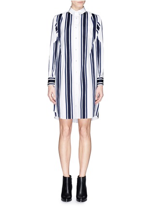 Main View - Click To Enlarge - SACAI - Grosgrain stripe cotton poplin shirt dress