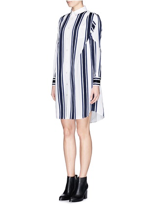 Figure View - Click To Enlarge - SACAI - Grosgrain stripe cotton poplin shirt dress