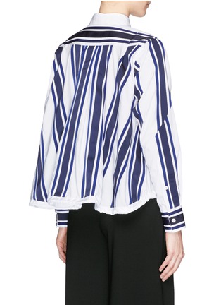 Back View - Click To Enlarge - SACAI - Grosgrain stripe drawstring hem poplin shirt