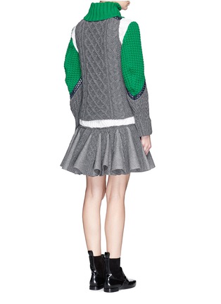 Back View - Click To Enlarge - SACAI - Mix knit vest wool combo shirt dress