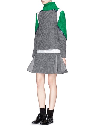 Figure View - Click To Enlarge - SACAI - Mix knit vest wool combo shirt dress